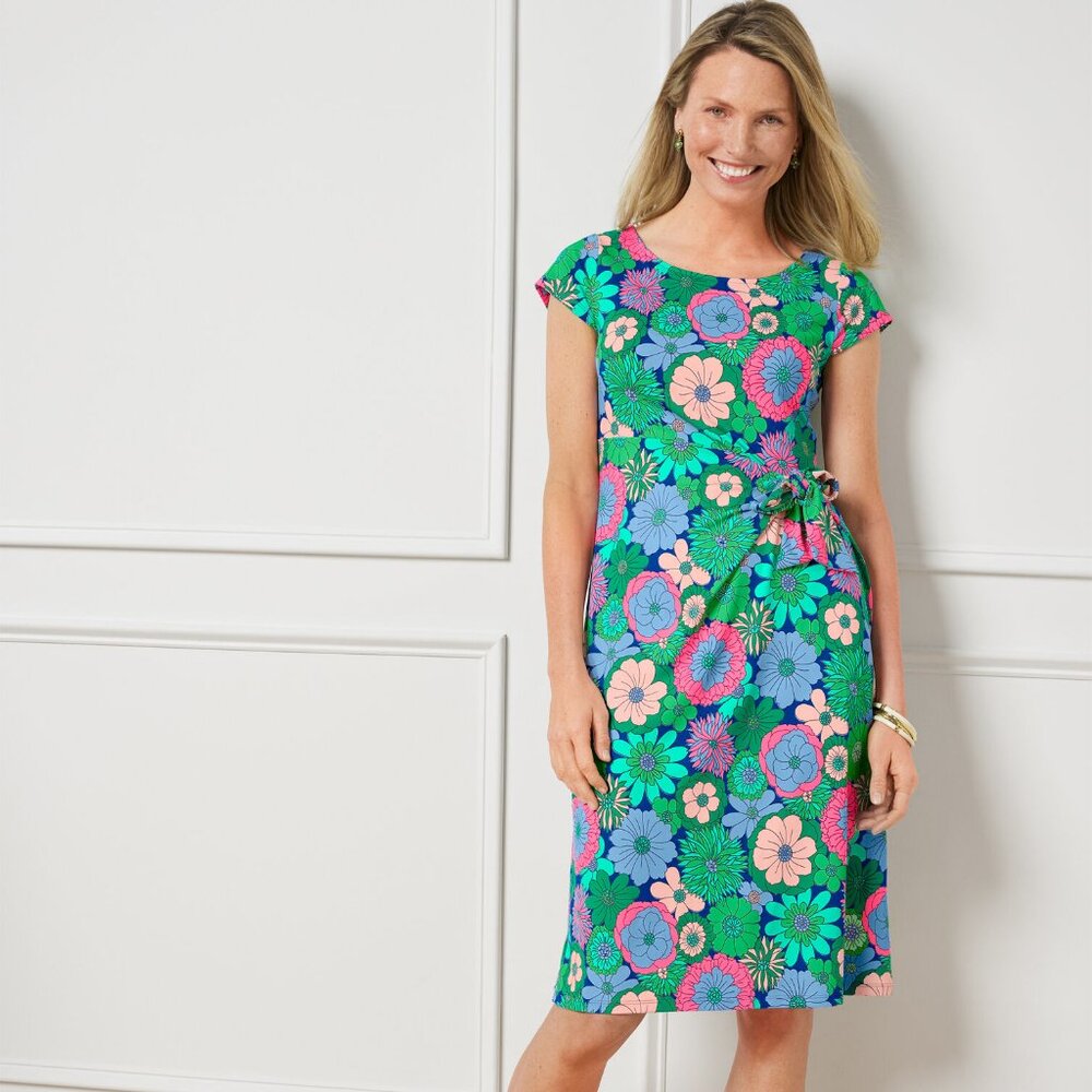 Effortless Jersey Floral Tie Dress